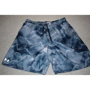 Under Armour Swimming Trunks Mens XL Blue Wave Print Lined Board Shorts